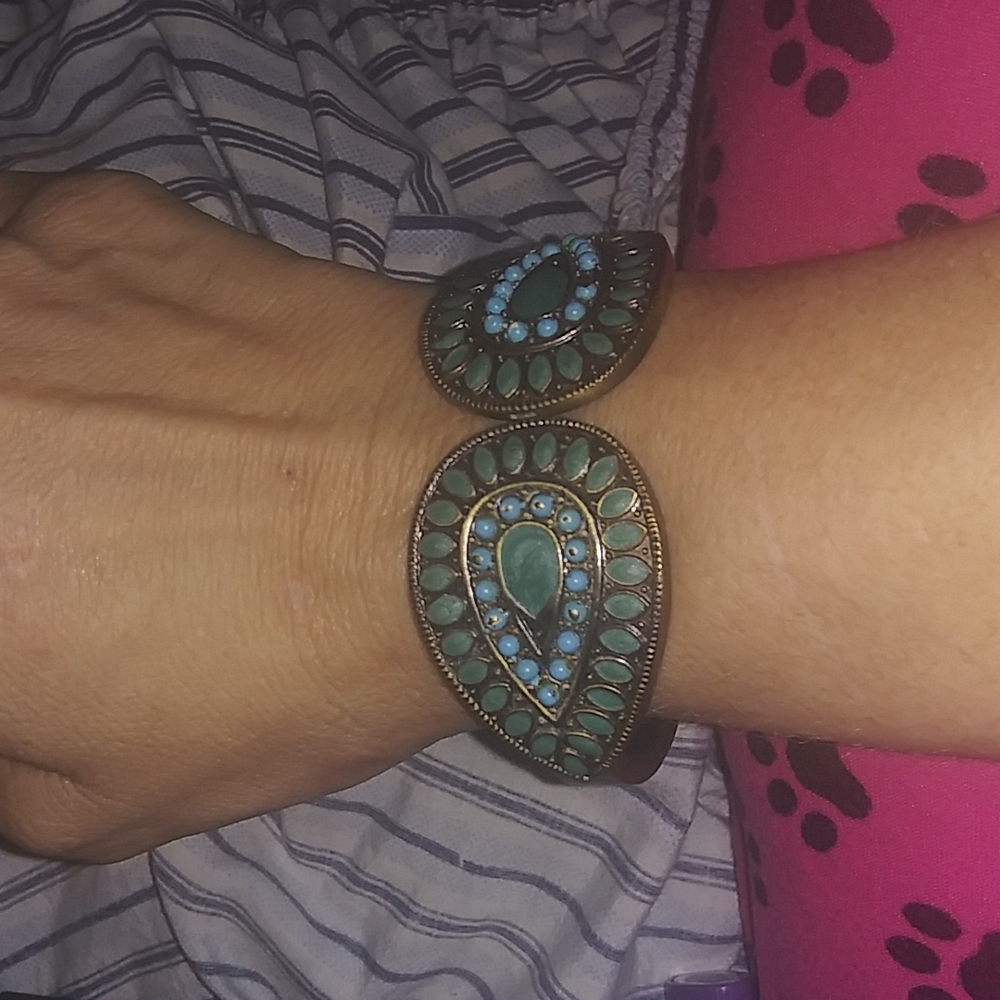 Antique turquoise clip on bracelet bracelet